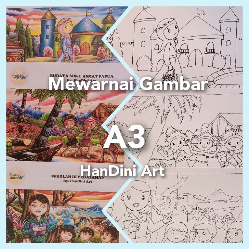 Jual Mewarnai Gambar A3 Bersama Bunda Handini Gambar Jadi Sket Gambar