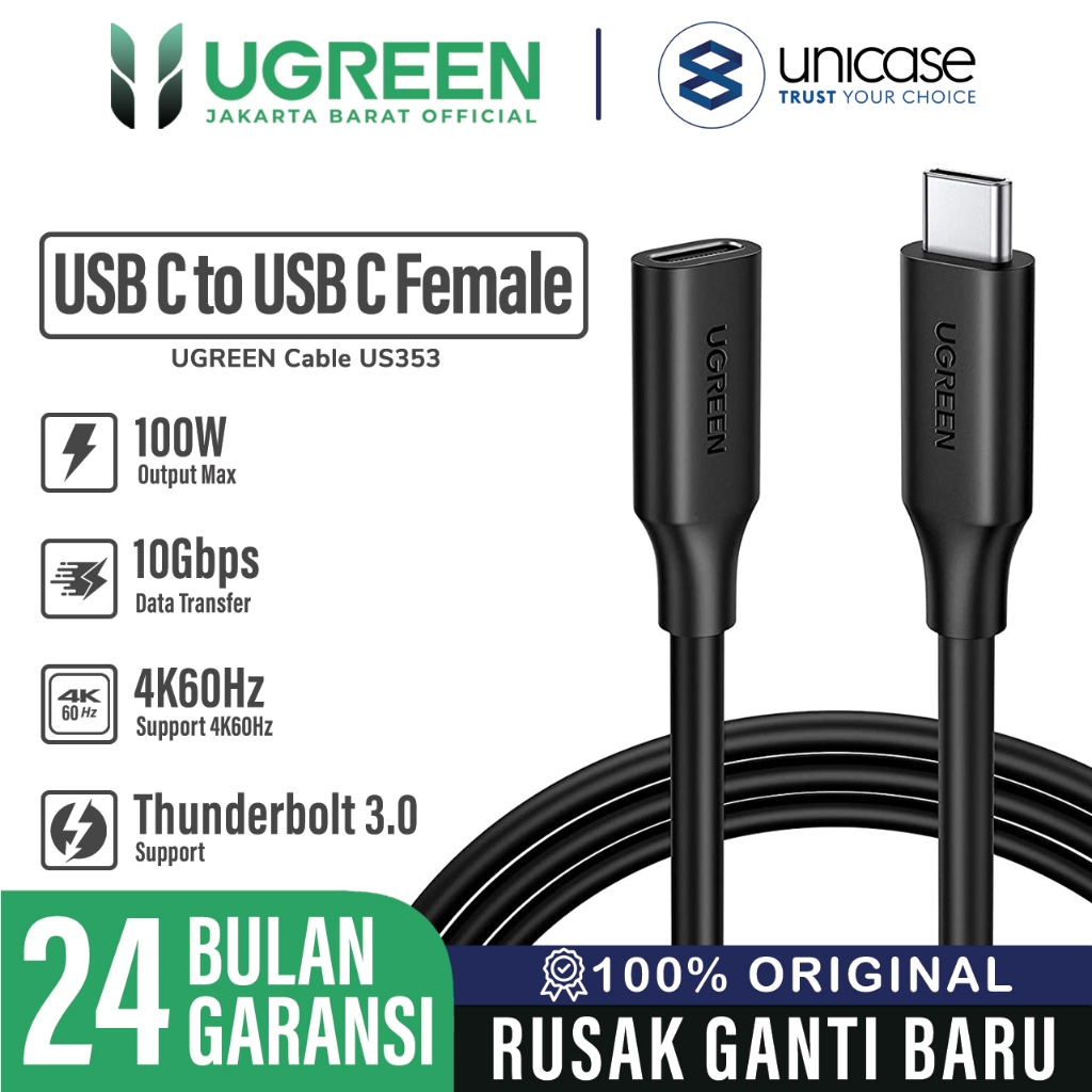 Jual Cable Extension USB C 3.2 UGREEN Male to Female Kabel Thunderbolt