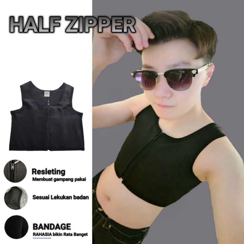 Jual Breast binder cosplay Half binder zipper binder ritsleting import