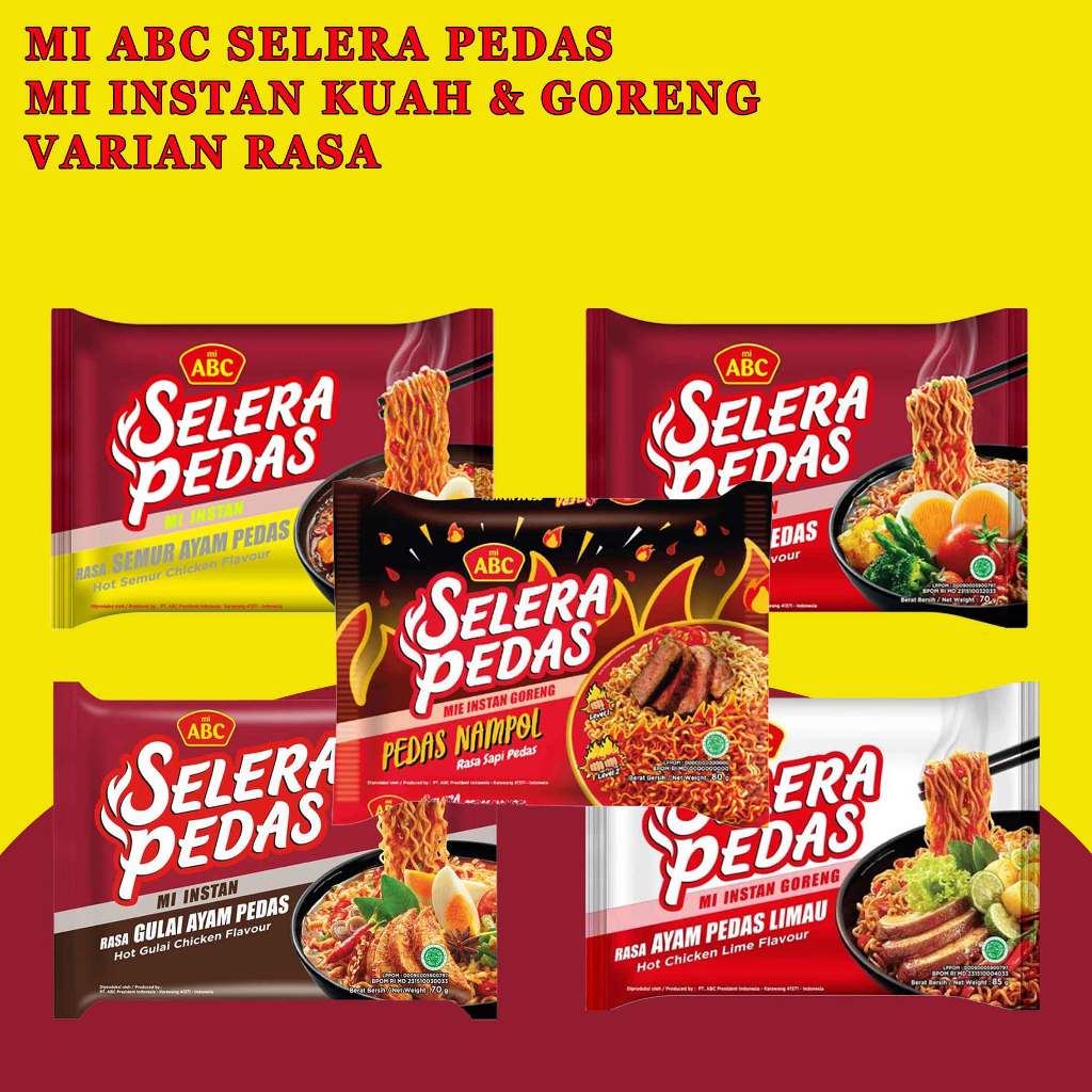 Jual Mie Abc Selera Pedas Mi Instan Kuah Goreng Varian Rasa