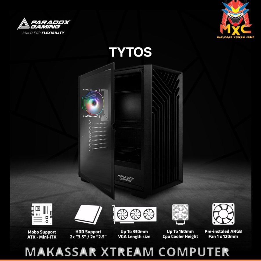 Jual Casing Pc Gaming Paradox Tytos Black Free Fan Shopee Indonesia