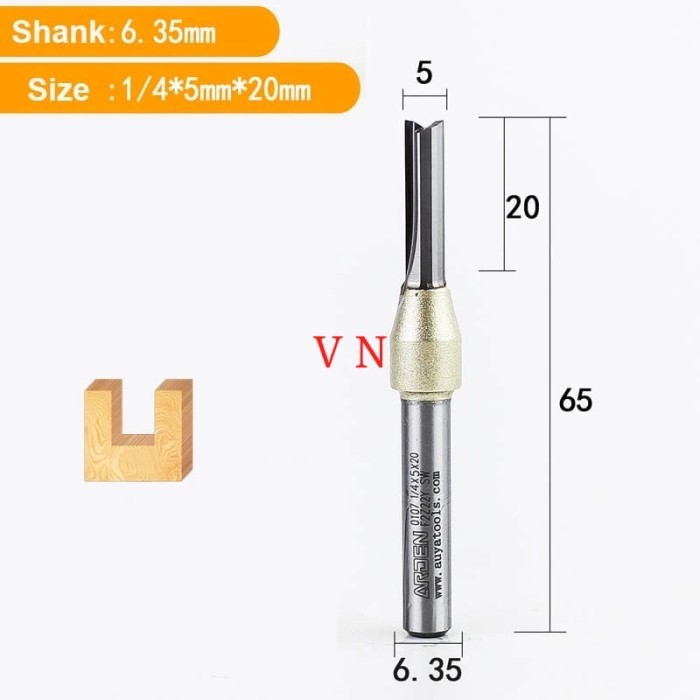Jual Mata Router/Profil CNC 5mm x 20mm As 1/4 Full TCT Straight Bits ...