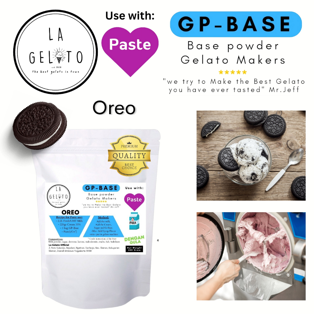 Jual Paket Bubuk Es krim gelato Pasta Oreo GP-BASE | Ice Cream Rasa ...