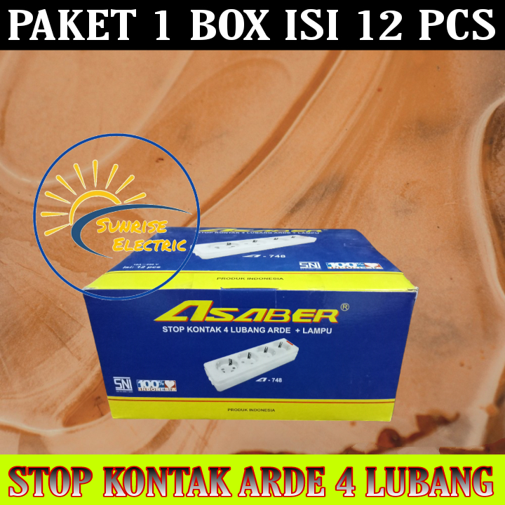 Jual Paket 1 Box isi 12 Pcs Stop Kontak Arde 3 Lubang dan 4 Lubang ...