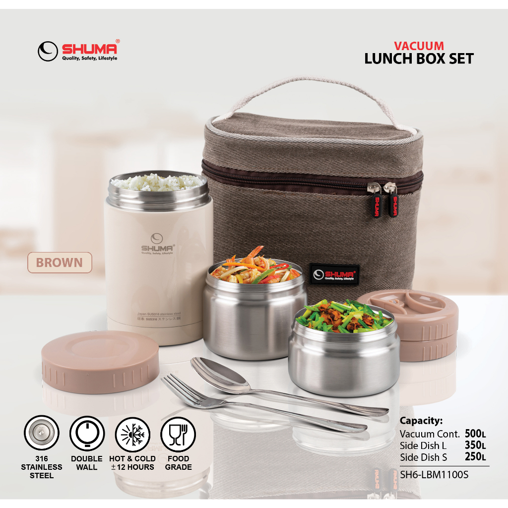 Jual SHUMA S/S 316 VACUUM INSULATED LUNCH BOX SET 1100ML Shopee Indonesia