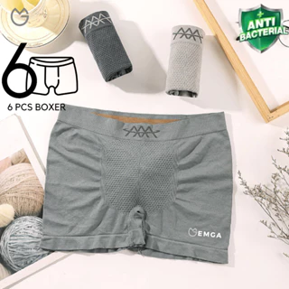 Emga Boxer BX1B Isi 6 Celana Dalam Pria Pakaian Dalam Breathable Comfortable Seamless Kolor Briefs Pendek CD Underwear Dalaman Sempak Men Man Cowok Laki Motif Polos