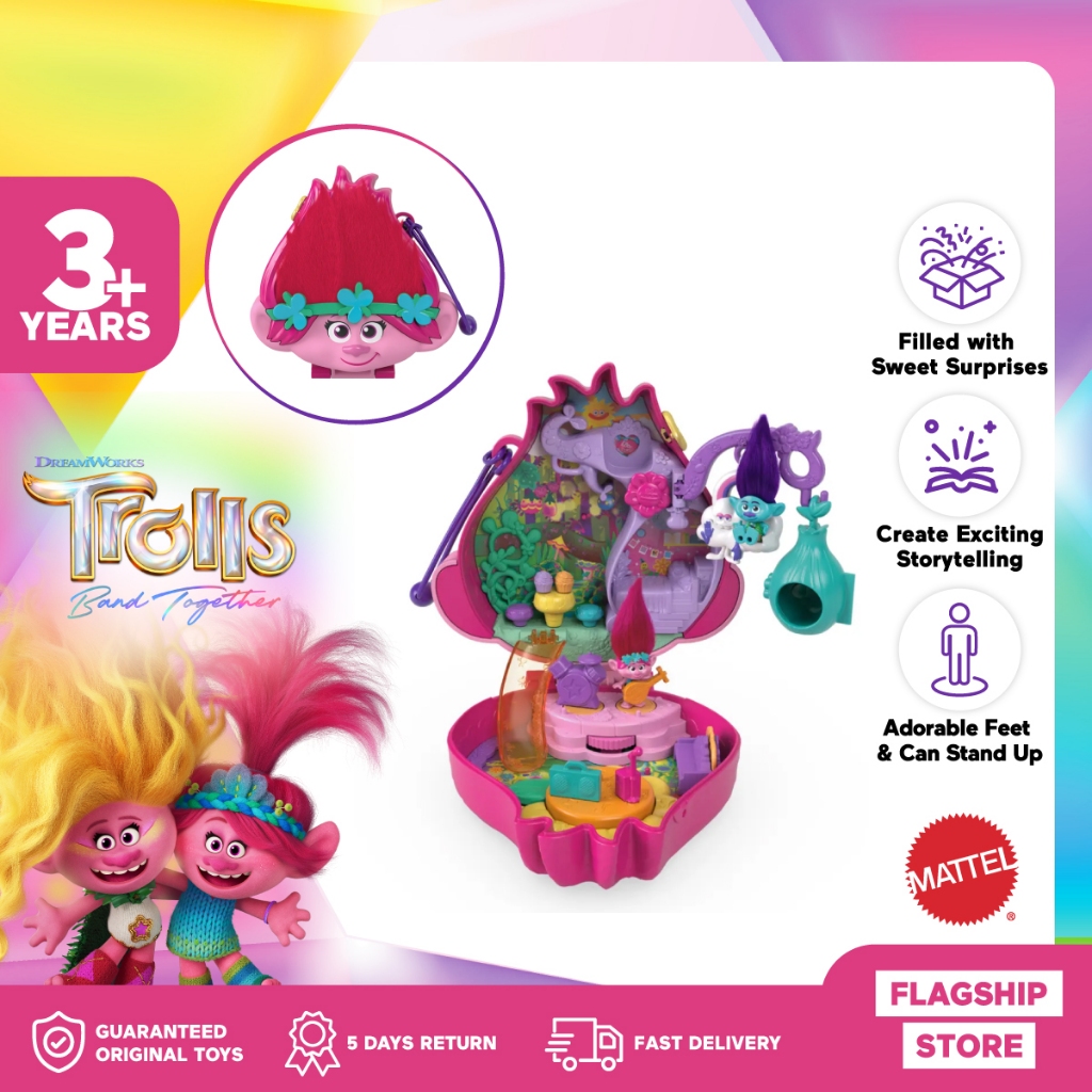 Polly Pocket Trolls Coffret Maison De Poupées avec Figurines Poppy Et Branch Dreamworks, avec 13 Accessoires, À Collectionner, Jouet Enfant, A Partir De 4 Ans, HKV39 | Votre wishlist sur