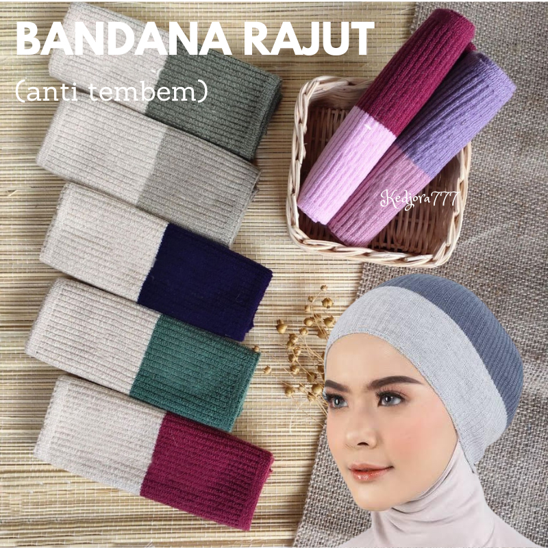 Jual BANDANA RAJUT TWOTONE / CIPUT RAJUT 2 WARNA Inner Hijab Anti ...