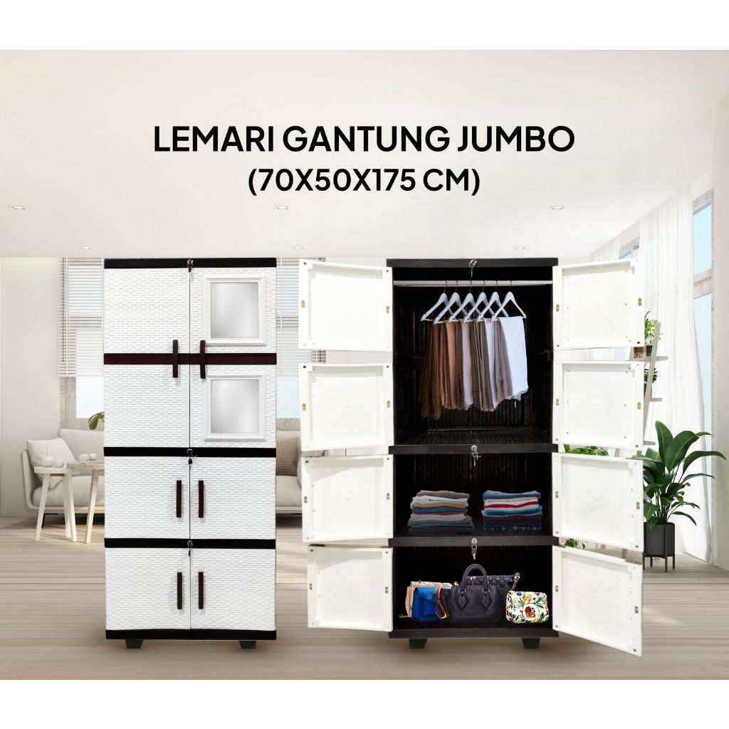 Jual Lemari Plastik Gantung Jumbo Susun 4 Kaca Shopee Indonesia