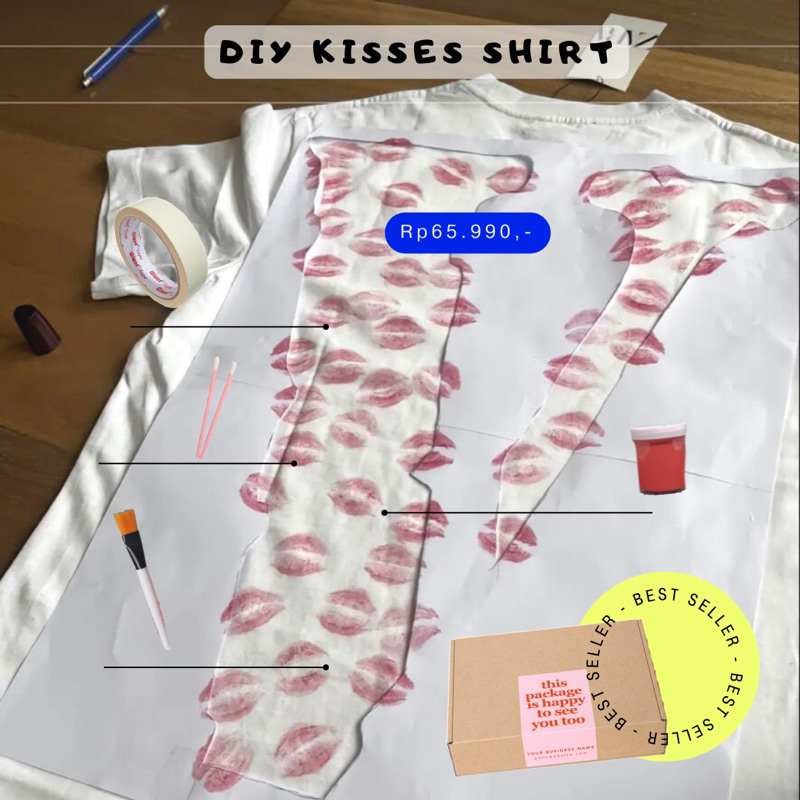 Jual (freebox&kertas setrika)DIY T-SHIRT KISS | KAOS TSHIRT KISS DIY