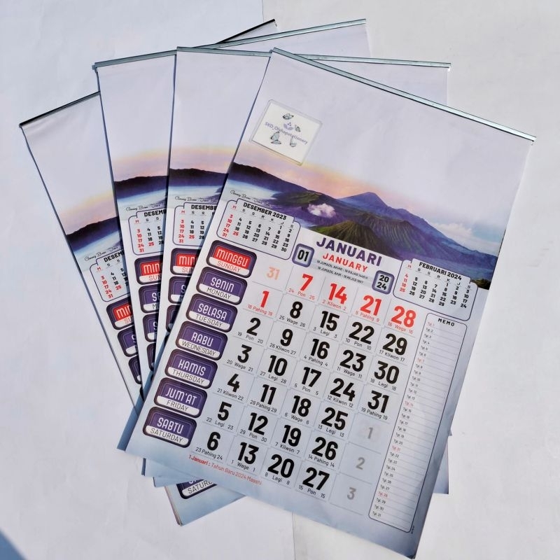 Jual kalender 2024 kalender kerja BO wuku gambar 32x48 cm pemandangan