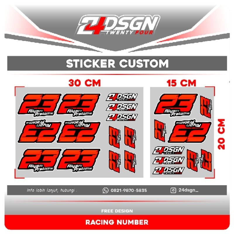 Jual Stiker Custom Racing Number Stiker Nomor Stiker Cutting