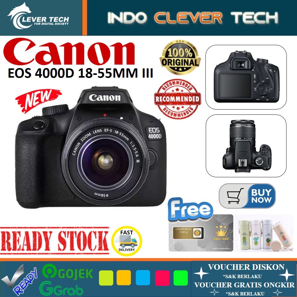 Jual Canon EOS 4000D Kit 18-55mm III | Shopee Indonesia