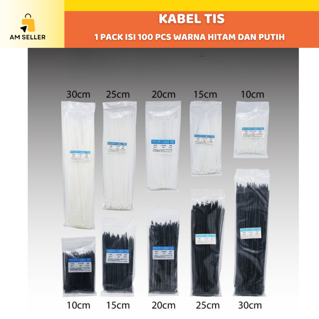 Jual Kabel Ties Putih Hitam Ukuran X Mm Tali Tis Pengikat Kabel Pack Pcs Shopee