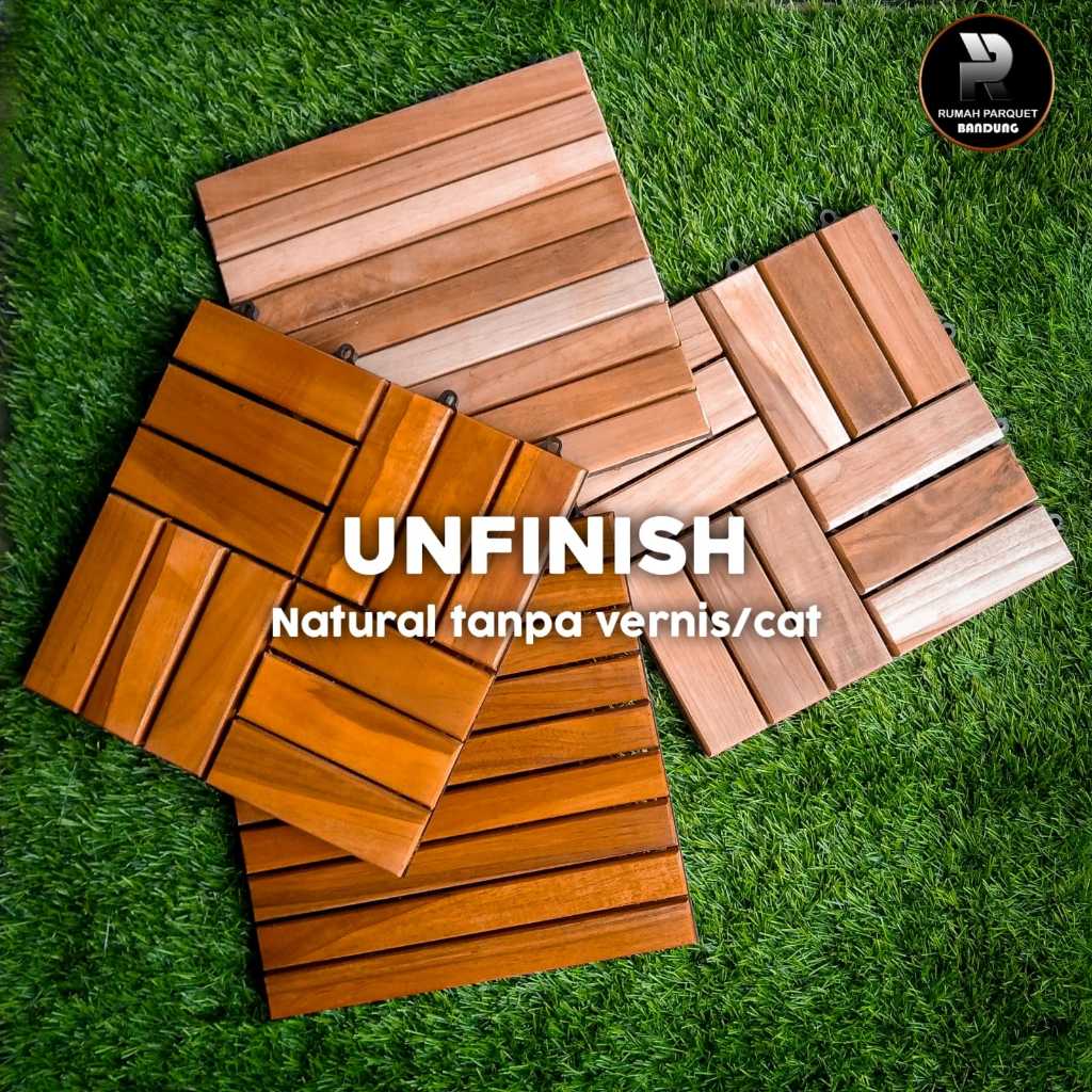 Lantai kayu Parket DeckingTile Jati (Unfinsih/Tanpa cat)
