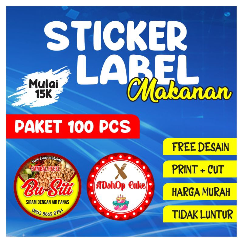 Jual Stiker Paket 100 Pcs / Sticker Label Kemasan Makanan / Cutting ...