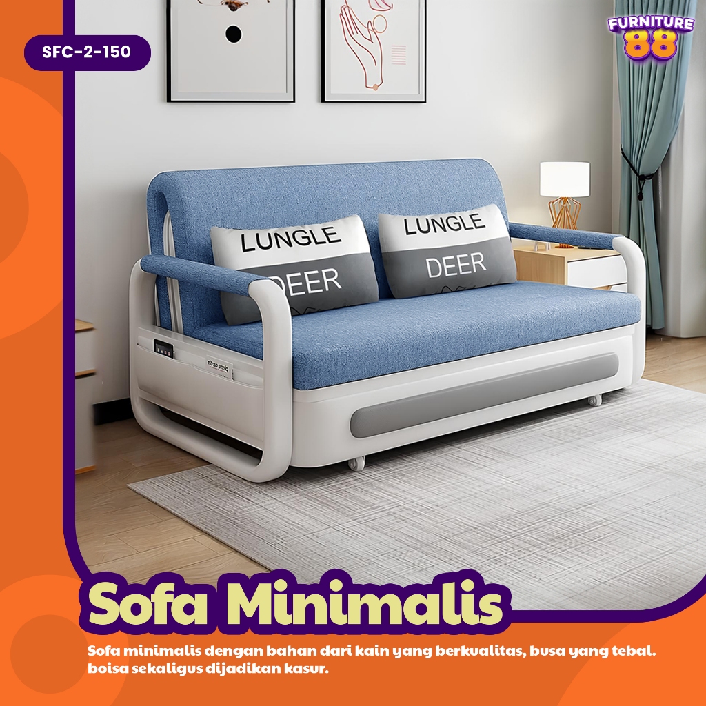 Jual FURNITURE 88 Sofa Lipat Kayu Multifungsi Modern Tempat Tidur ...