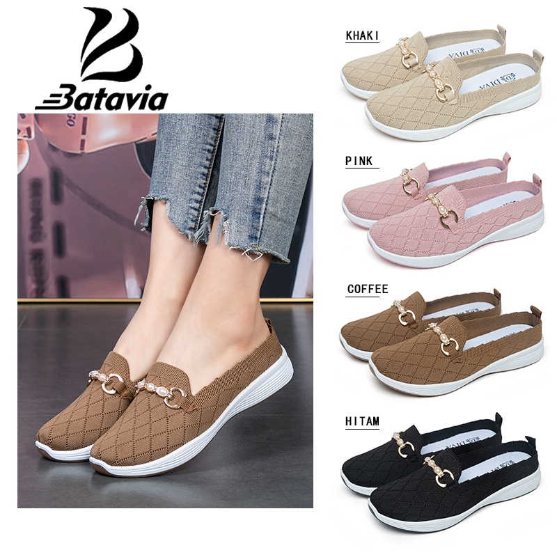 Jual Batavia Baru Sepatu Slip On Flat Wanita Rajut Premium Bernapas Batavia Shoes Fashion