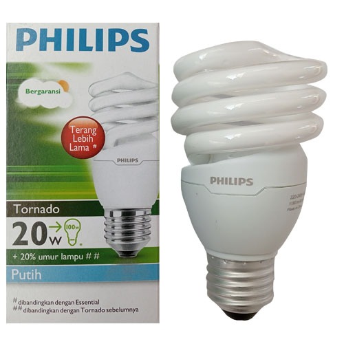 Jual Lampu Philips Tornado / Spiral 20 Watt Putih | Shopee Indonesia