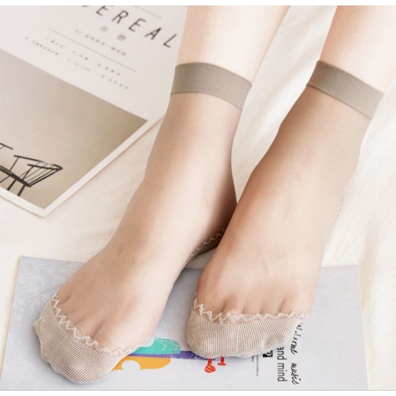 Jual KAOSKAKI TRANSPARANT PENDEK SOCK KAKI ANTI SLIP FASHION WANITA ...