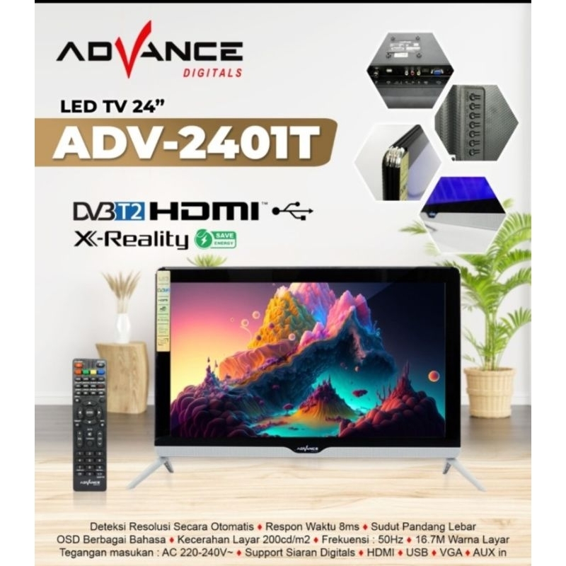 Jual TV LED Digital 24 Inch ADVANCE ADV2401T /ADV 2401T HDMI Digital ...