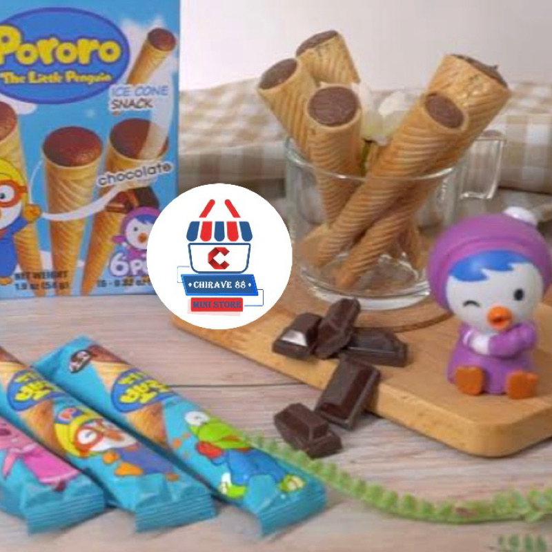 Jual Basraq Pororo The Little Pengiun - Ice Cone Snack - Wafer Bentuk ...