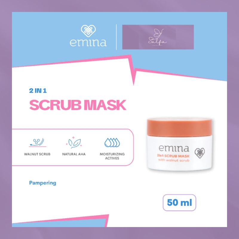Jual EMINA Scrub Mask 2in1 With Walnut 50ml Shopee Indonesia