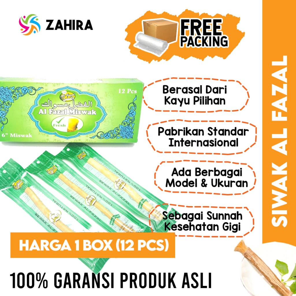 Jual 1Box (12Pcs) Siwak Premium AL FAZAL Berkualitas Basah Higienis ...