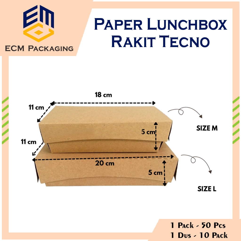 Jual Paper Lunch Box Rakit M 50 Pcs | Kotak Makan kertas Coklat | Paper ...