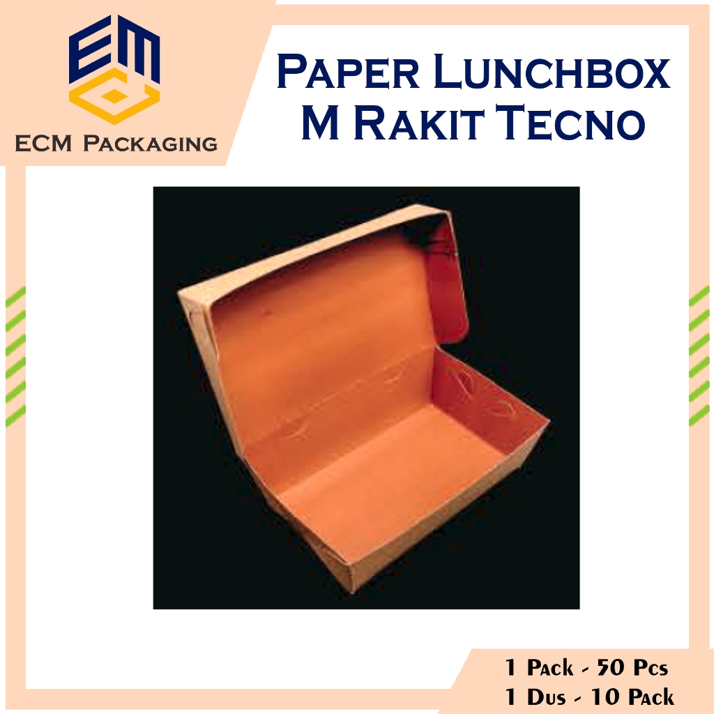 Jual Paper Lunch Box Rakit M 50 Pcs | Kotak Makan kertas Coklat | Paper ...