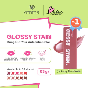❤ BELIA ❤ EMINA Glossy Stain 3g Moisturizing Lip Tint Gel Finishing Glossy