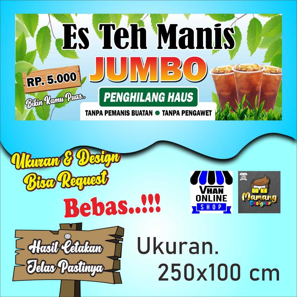 Jual Request Banner Spanduk Es Teh Jumbo Viral, Ice Tea Dekorasi 