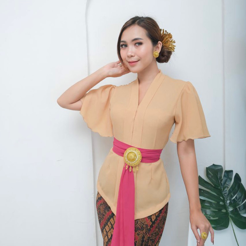 Jual Kebaya Kartini Polos Lengan Rumbai Kupu Kebaya Polos Kartini