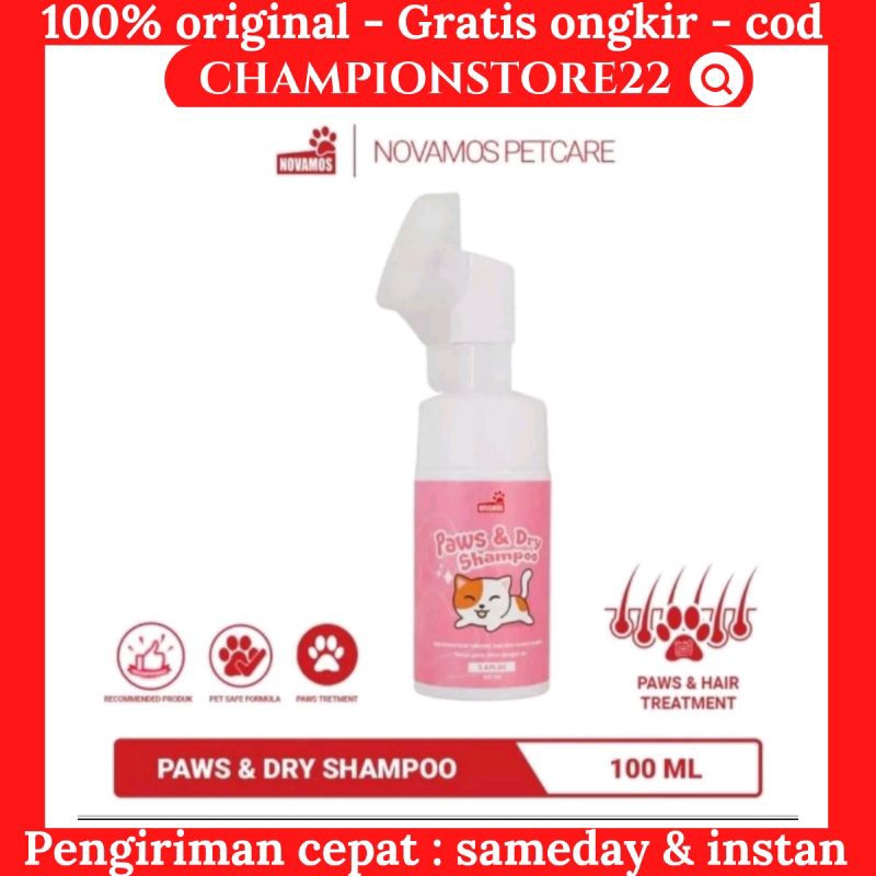 Jual Shampo Kucing Waterless Tanpa Bilas Air Novamos Paws & Dry Shampoo