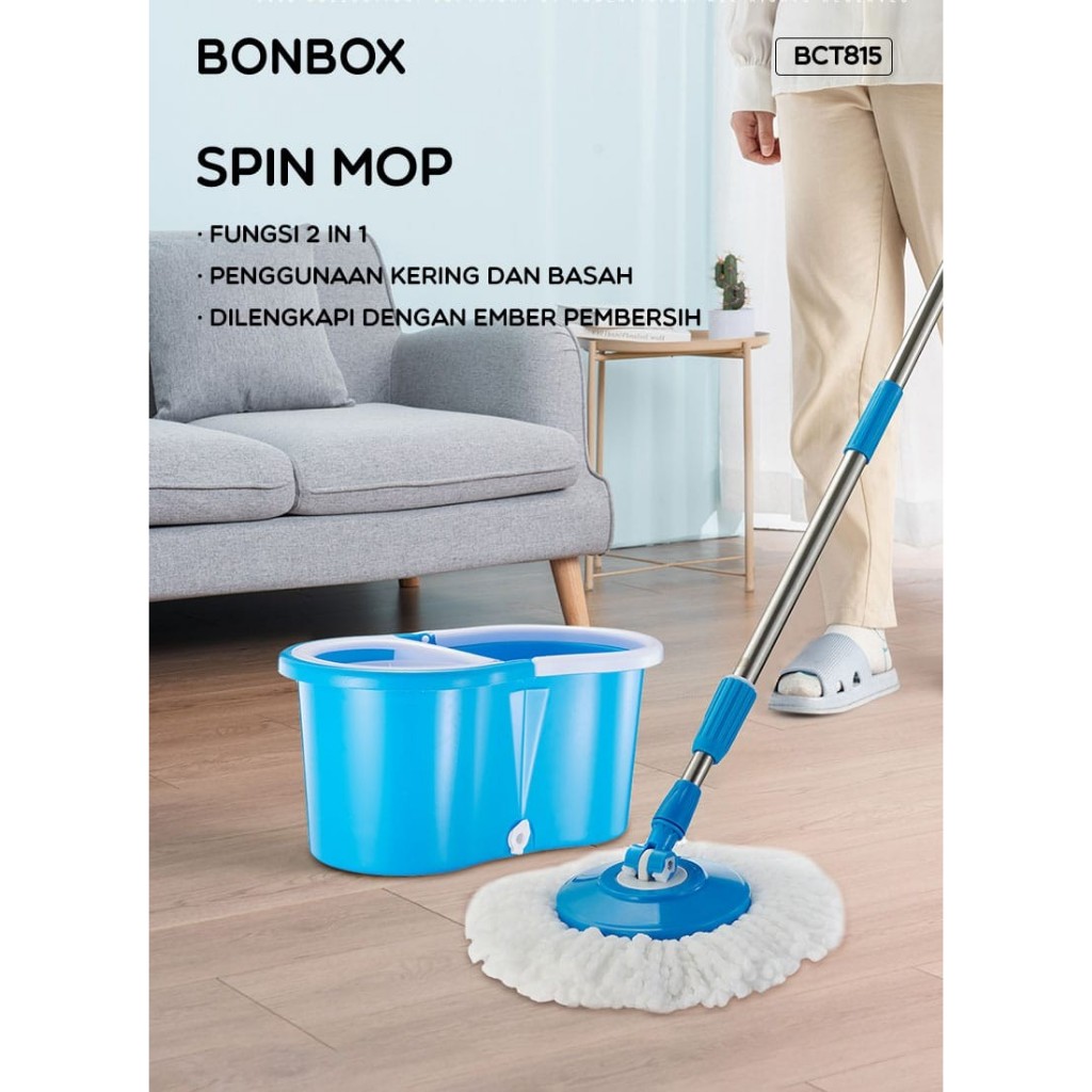 Jual Bonbox Bct Spin Mop Alat Pel Lantai Kain Fiber Dengan Ember Bct