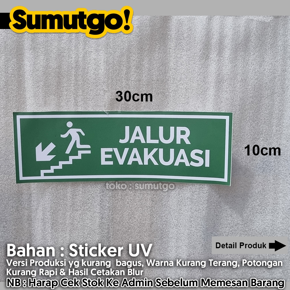 Jual [promo Barang Reject] Stiker Tulisan Jalur Evakuasi Tangga Arah