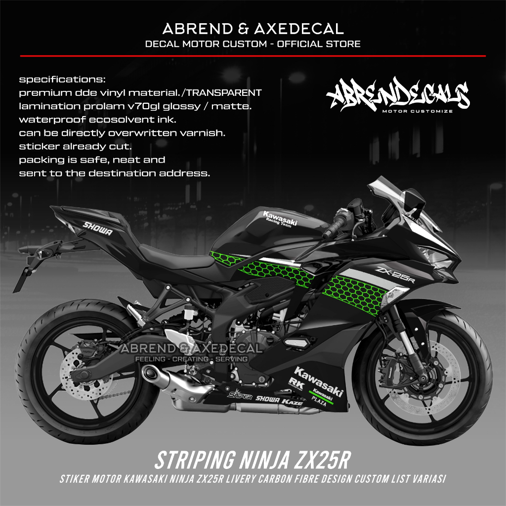 Jual Striping ZX25R Carbon Fibre Grafis Custom Variasi / Stiker Motor