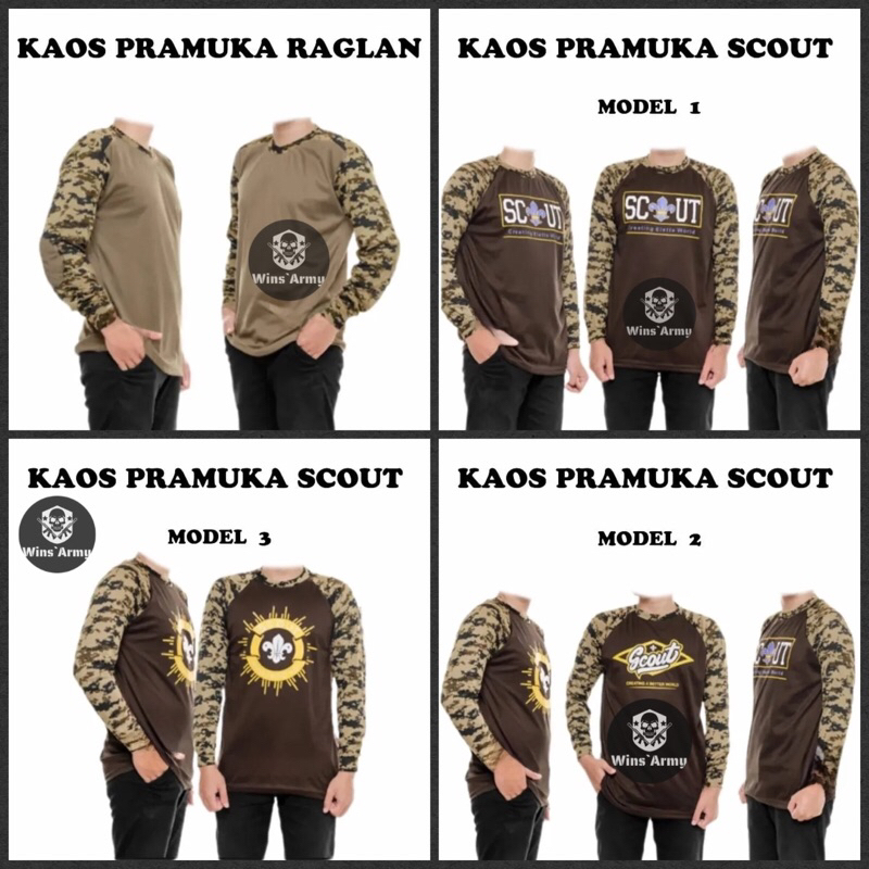 Jual BAJU KAOS LORENG PRAMUKA KATUN SCOUT RAGLAN SABLON BDU LAPANGAN ...