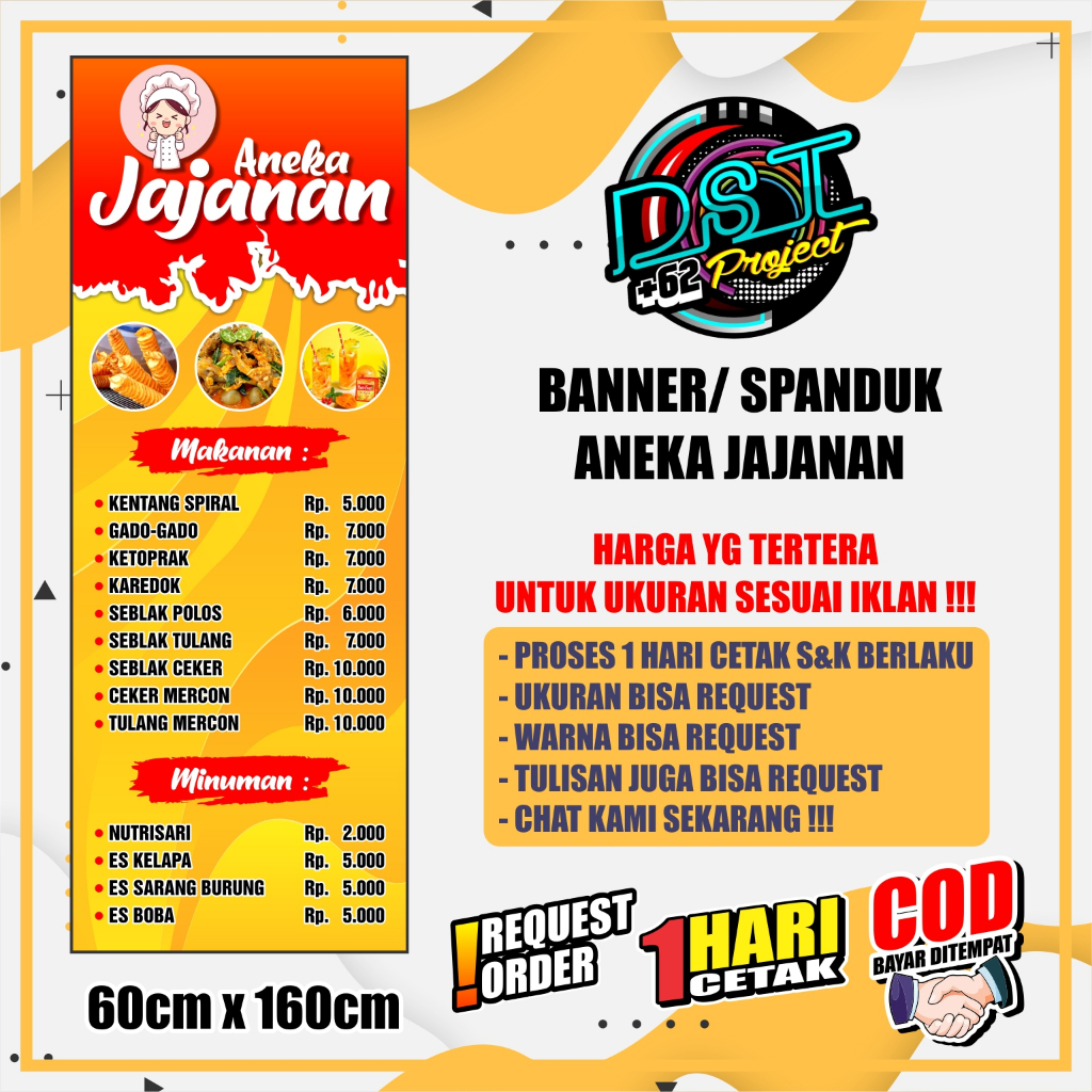 Jual BANNER / SPANDUK ANEKA JAJANAN 60 X 160 | Shopee Indonesia