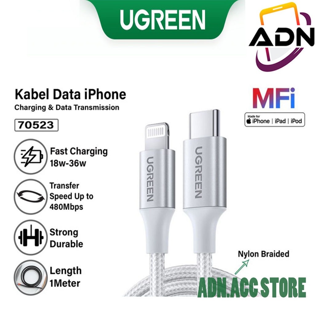 Ugreen USB Typ C - Lightning MFI cable 1 m 3 A 36 W silver (70523)