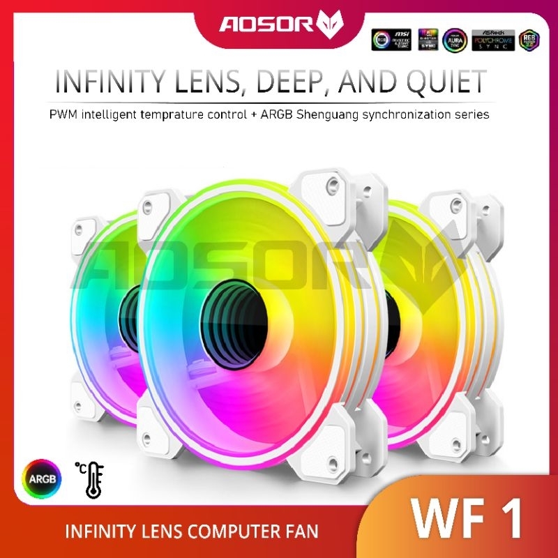 Jual AOSOR Fan Casing WF1 Infinity Lens 5v 3Pin ARGB Pwm 12Cm white and ...
