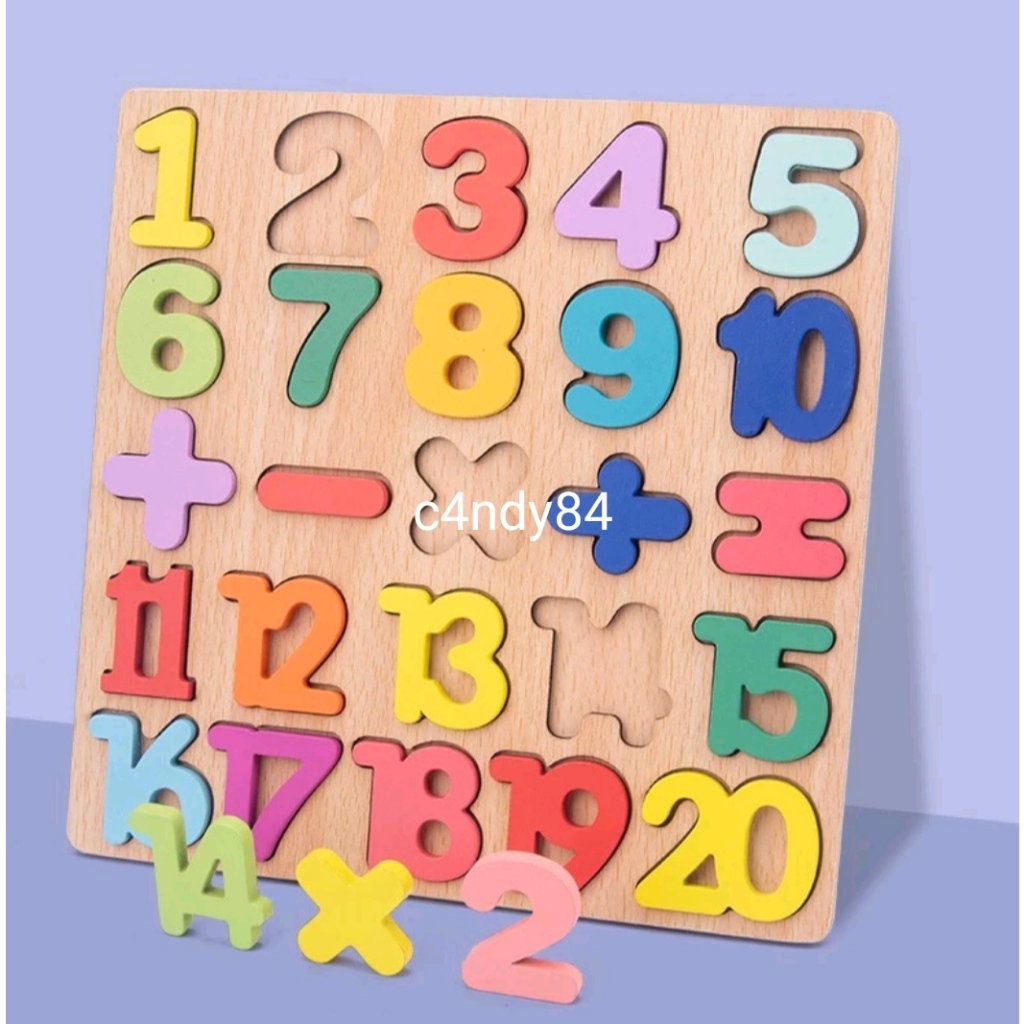 Jual Puzzle Mainan Anak Kayu 3D candy abc 123 hewan kucing | Shopee ...