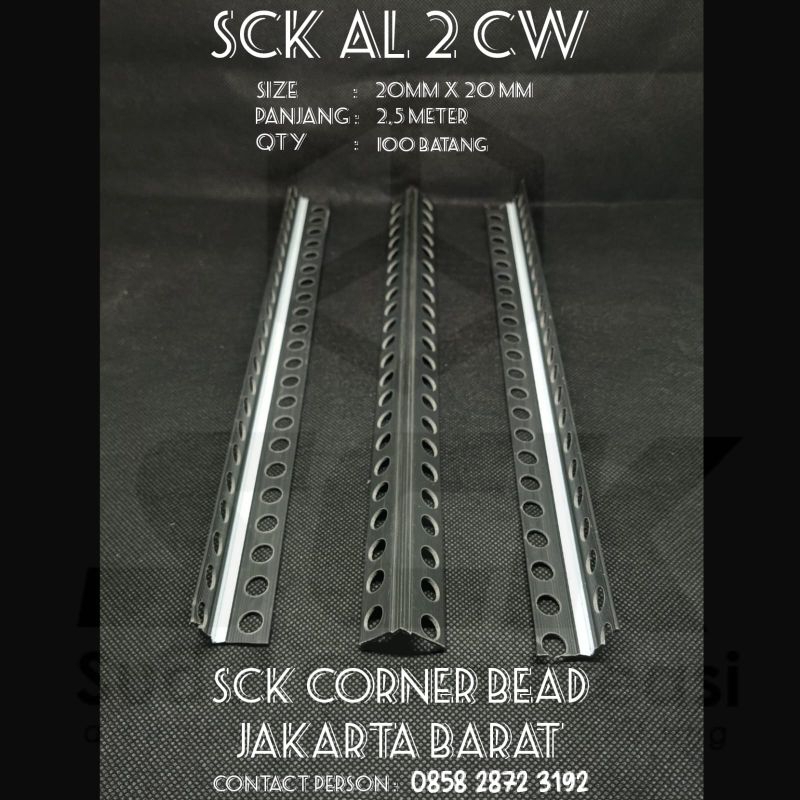 Jual Corner Bead/Inner Bead Sudutan Dalam Tembok UPVC PVC SCK AL 2 CW