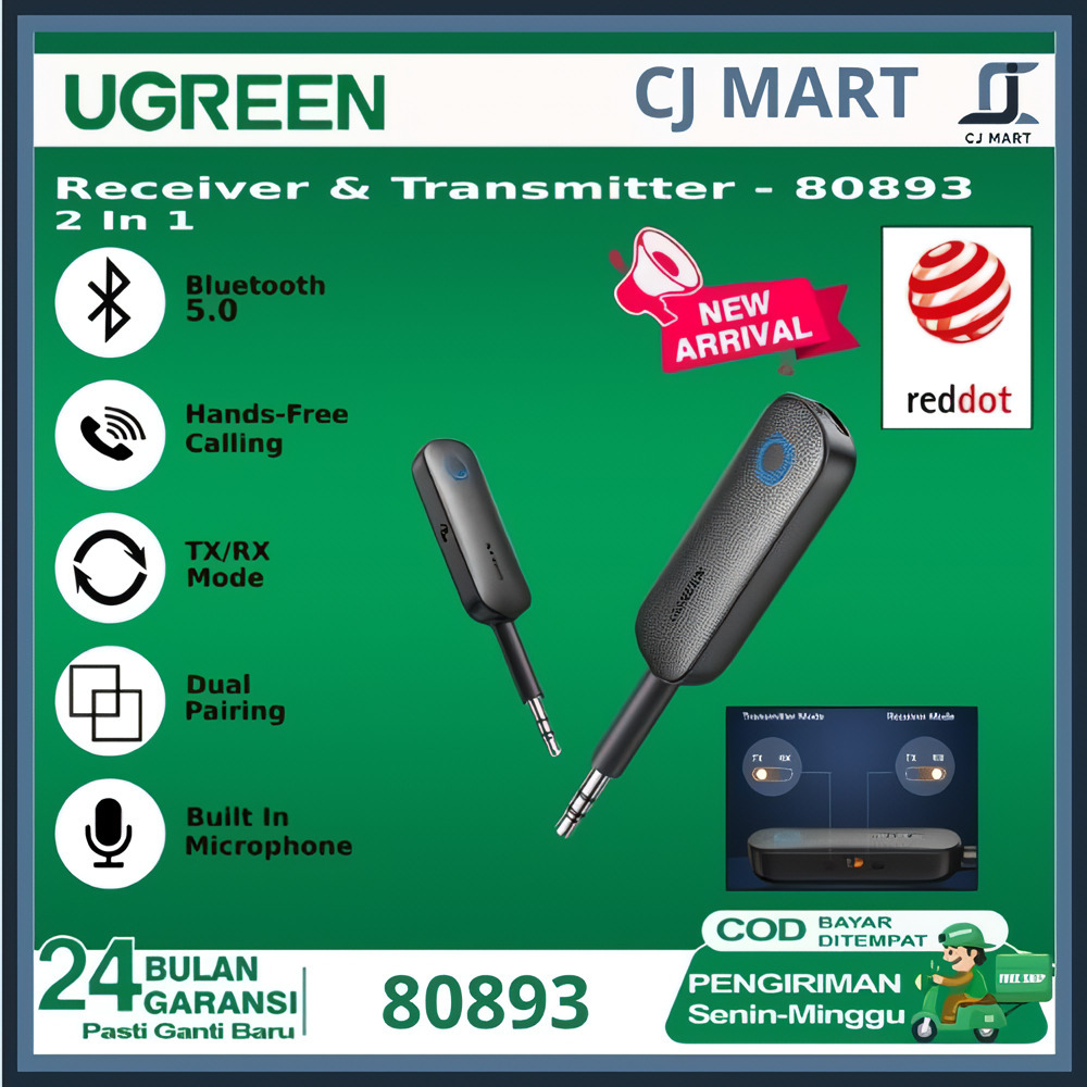 Jual UGREEN Bluetooth Receiver 5.0 Transmitter 2 IN 1 With 3.5mm 80893