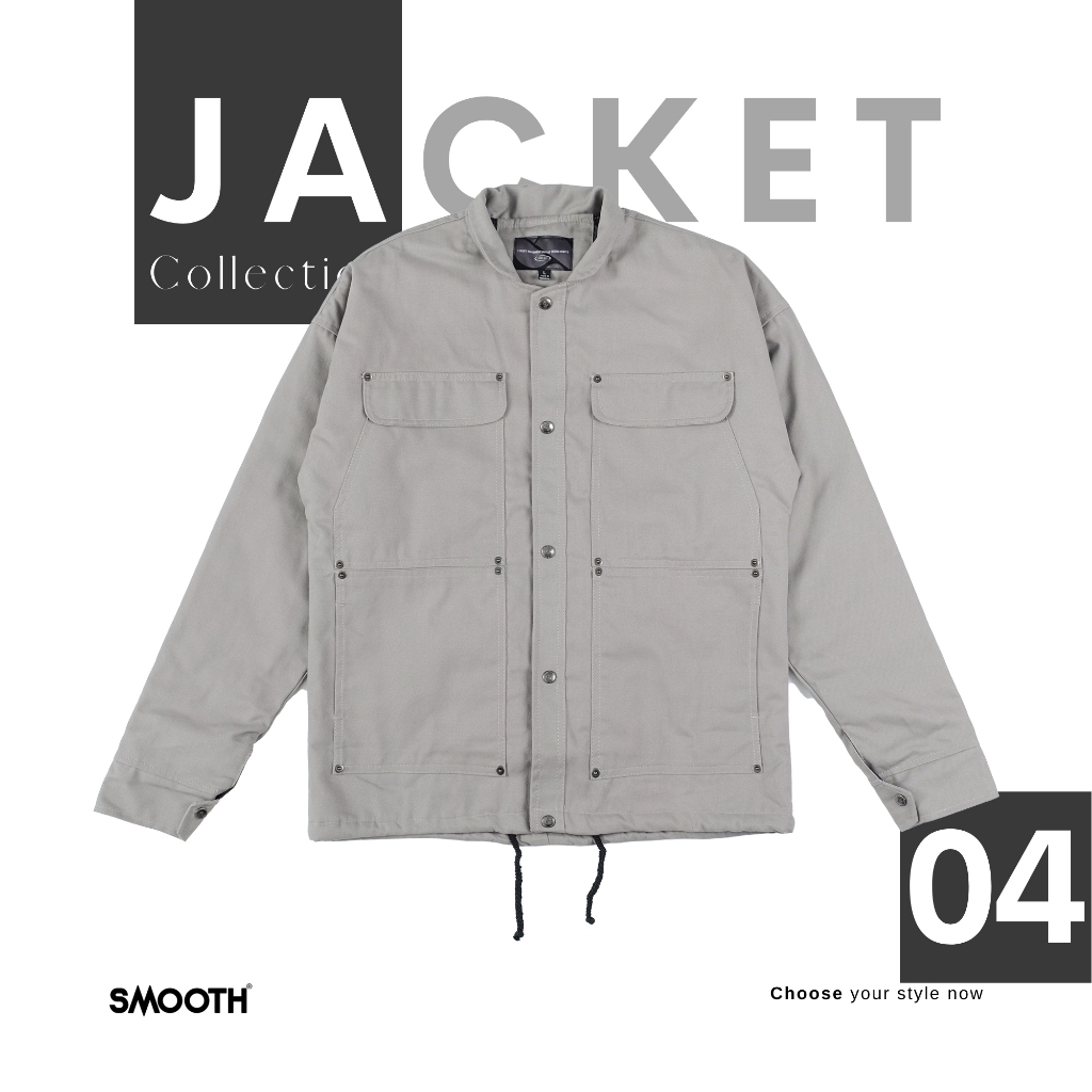 Jual SMOOTH BASIC Basic Series Trucker/ Work Jacket - Barnes Grey ...