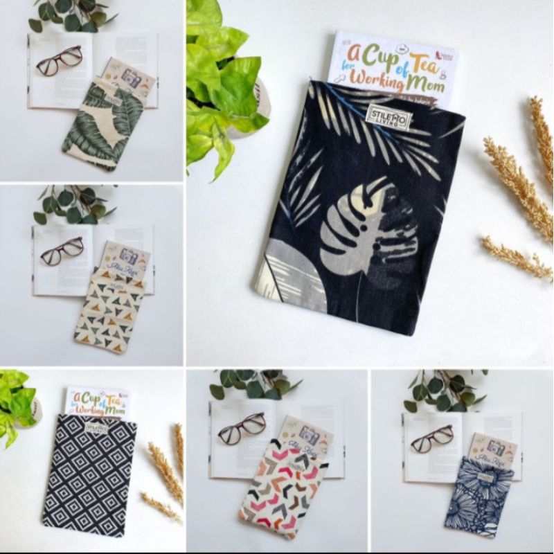 Hard Book Sleeve Cover For Paperbacks - Washable Fabric, 10x8 Inch, With Pen Pocket, Velcro Strap (Tropical Pattern)