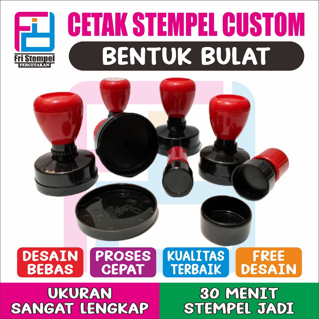 Jual Bulat Cetak Stempel Flash Custom Bulat Stempel Tinta Otomatis