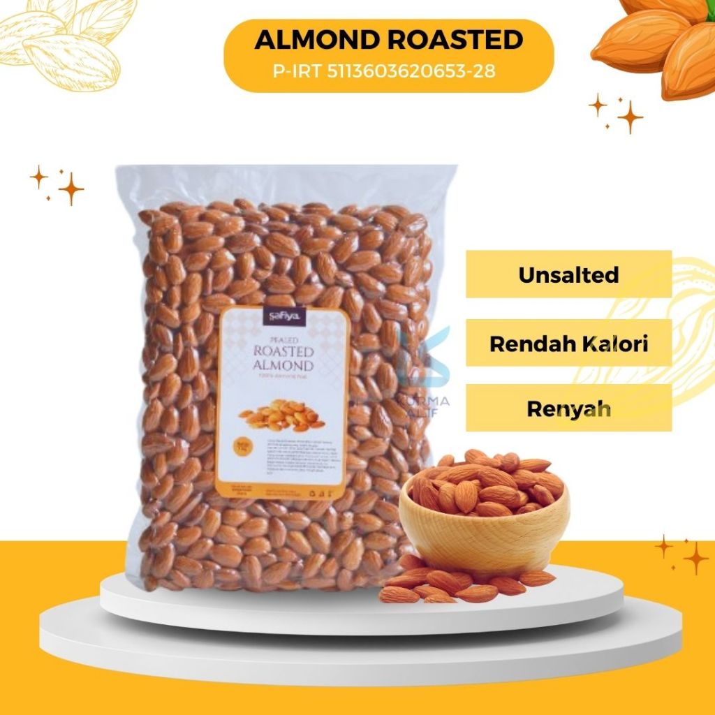 Jual Kacang Almond Panggang Renyah 1 Kg Almond Roasted Unsalted Vacuum Premium Shopee Indonesia 9833