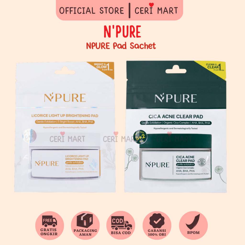 Jual NPURE Cica Clear Pad Sachet & Licorice Pad Sachet Shopee Indonesia