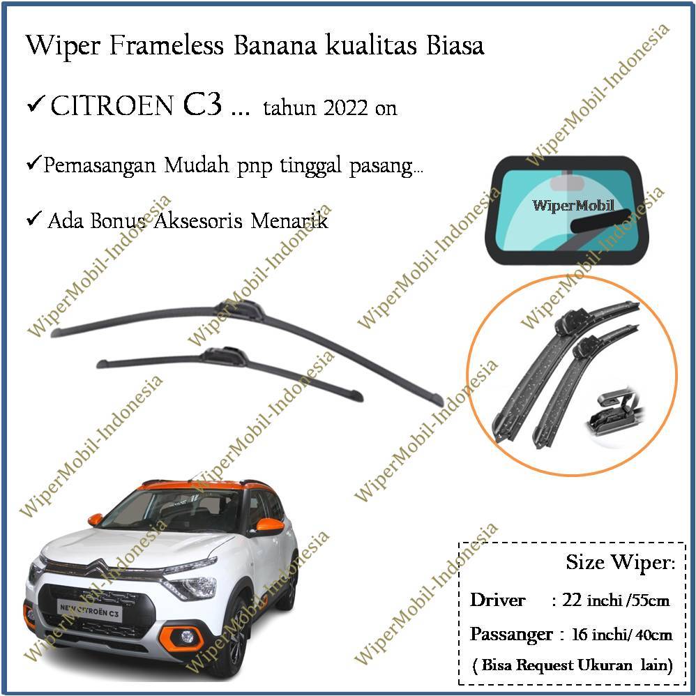 Jual Wiper Frameless Biasa Mobil Citroen C Tahun Keluaran